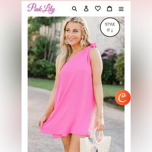 THRIVING ALL NIGHT MAGENTA ONE SHOULDER DRESS from Pink Lily